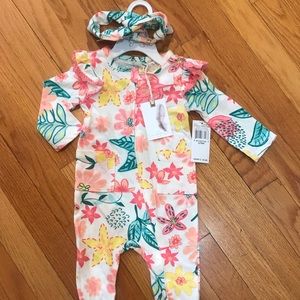 NWT Tropical Floral zipper sleeper Jessica Simpson 6-9M